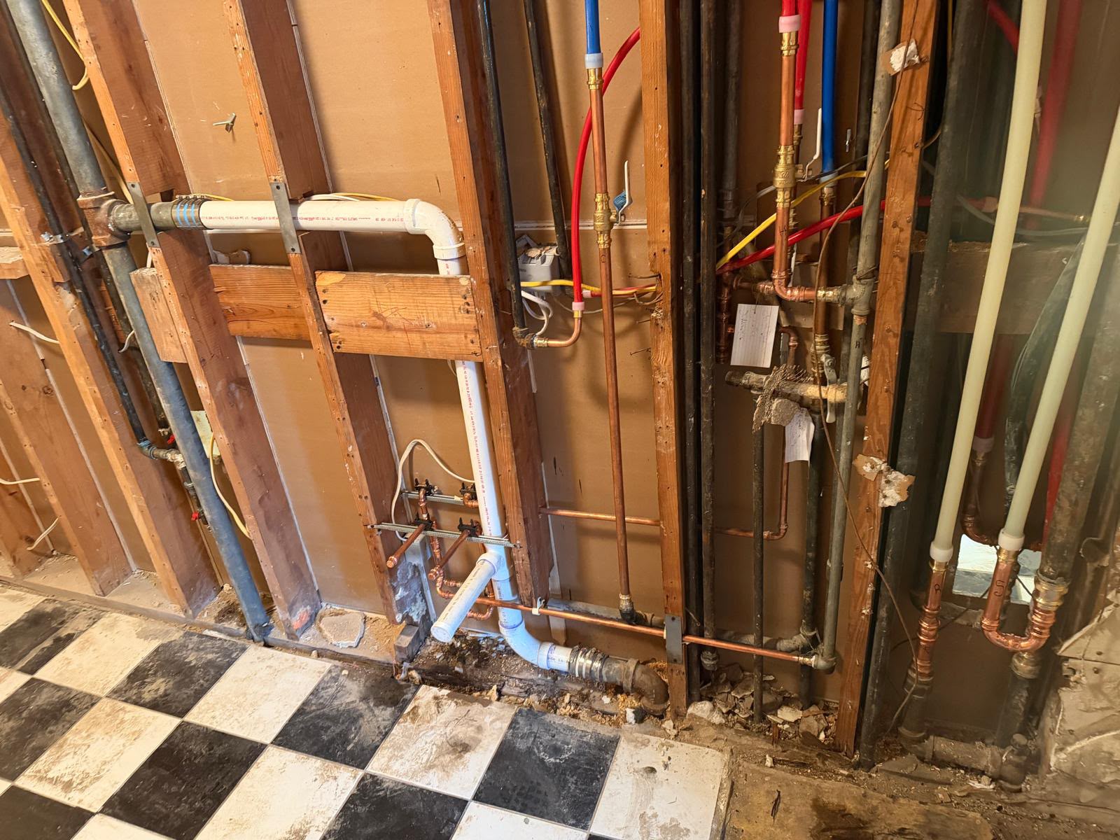 Commercial mechanical room plumbing